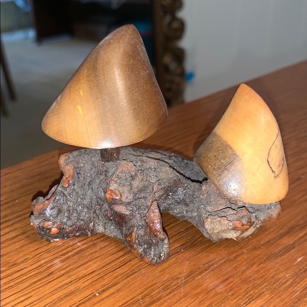 Vtg‎ Wood Whittlers mushrooms on petrified wood